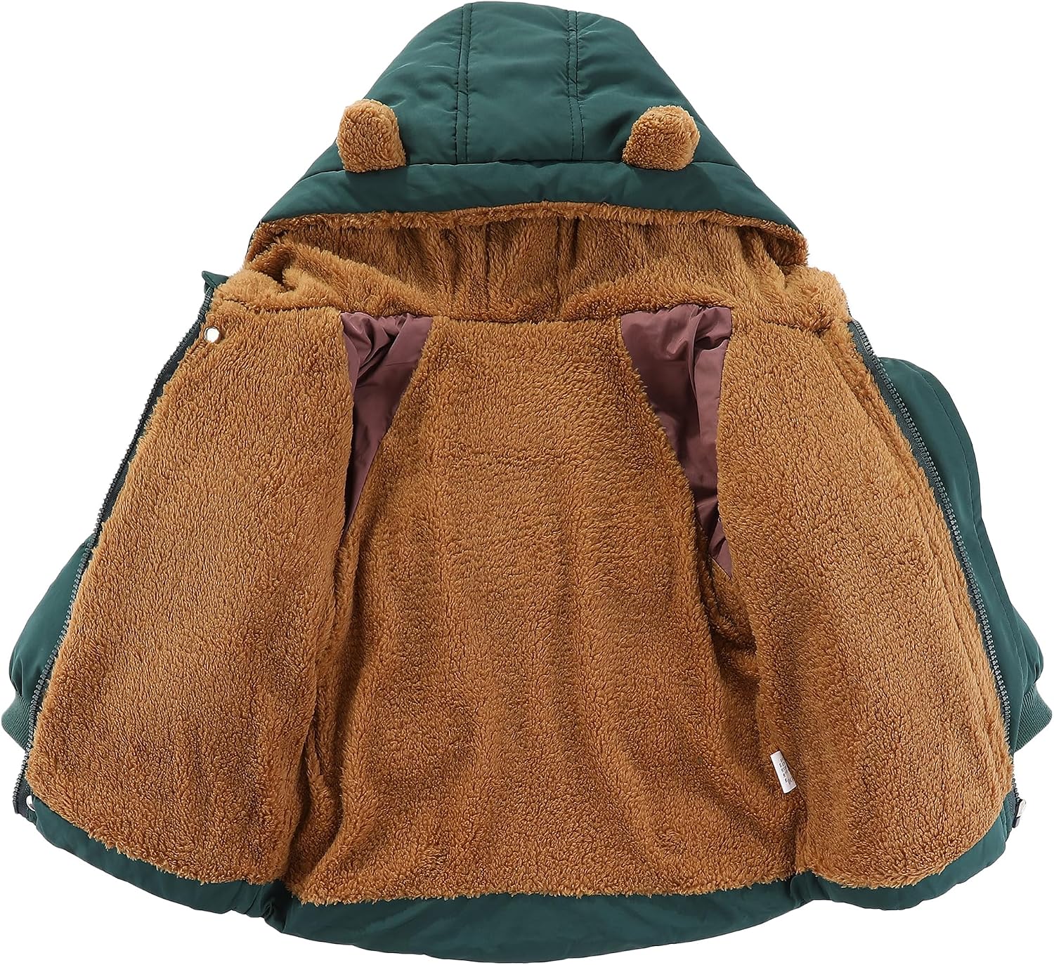 AIWUHE Toddler Winter Coat Boys Girls Down Jacket Hooded Fleece Warm Outwear 3D Ear Padded Puffer Jacket With Pockets 1-6Y