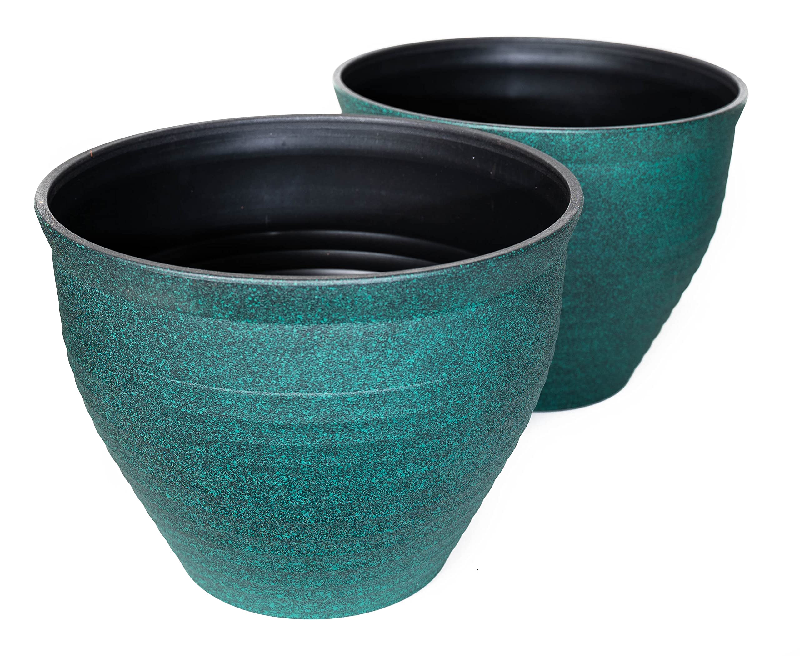 Circle Pattern (2 Pack) Decorative Rustic French Country Look Plastic Planter for Indoor, Outdoor, Nursery, Garden, Patio, Office, Home Décor Use. Long Lasting, Reusable Lightweight (Patina)