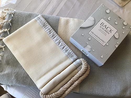 Miniatura 6 de MicrodermaMitt Exfoliante profundo para la espalda para baño y ducha, removedor de piel muerta y seca, exfoliante de doble cara, paño de lavado