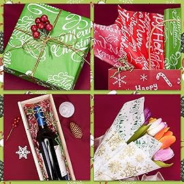 Larcenciel Christmas Tissue Paper, 100 Sheets Glossy Tissue Paper for Gift Bags and Wrapping, Colorful Gift Wraps for Christmas, Holiday, Xmas, New Year, Birthday, Crafts, Art Packaging,19.7x13.8