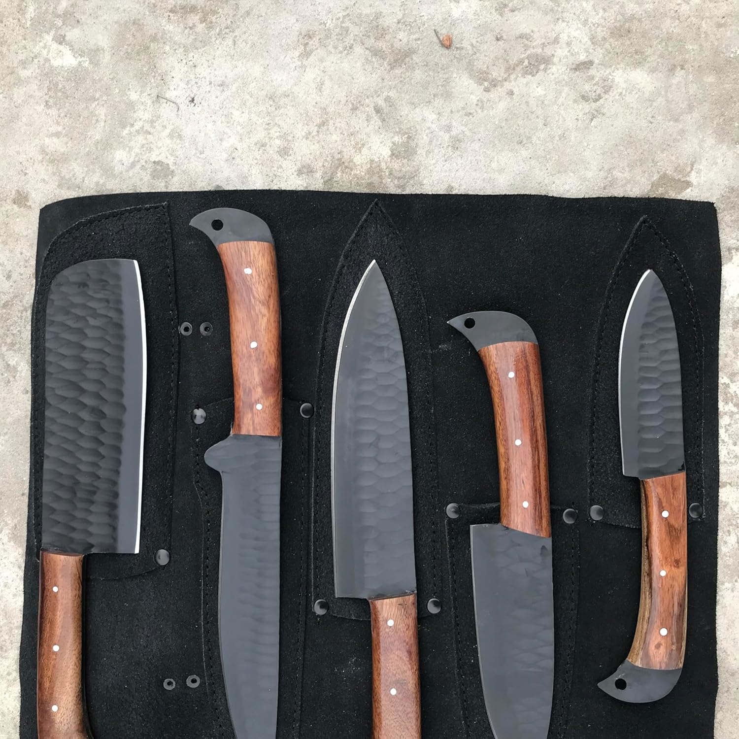 Viking Handmade Damascus Steel Chef Knife Set - 5pcs With Sheath - Kitchen Gadgets - Men's Valentine's Day Gift