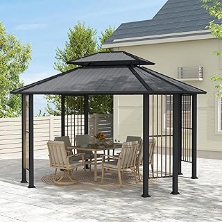 11' x 13' Hardtop Gazebo, Outdoor Octagonal Gazebo with Galvanized Steel...