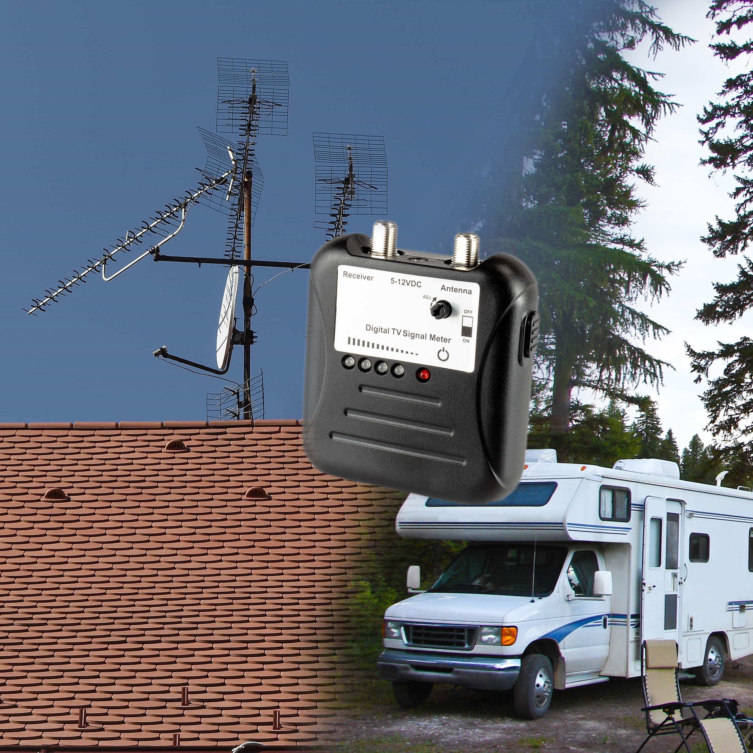 Signal Strength Meter with Adjustable Signal Strength Digital TV OTA