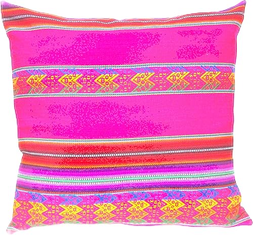 Vista 2 de Funda de cojín de tela inca, funda de cojín decorativa de Perú, funda de cojín de algodón estilo peruano para sofá de 18 x 18 pulgadas (azul cusco)