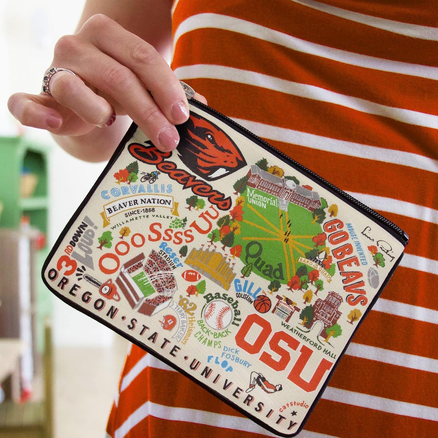 catstudio Oregon State University Collegiate Zipper Pouch Purse | Holds Your Phone, Coins, Makeup, Dog Treats, & Tech Tools