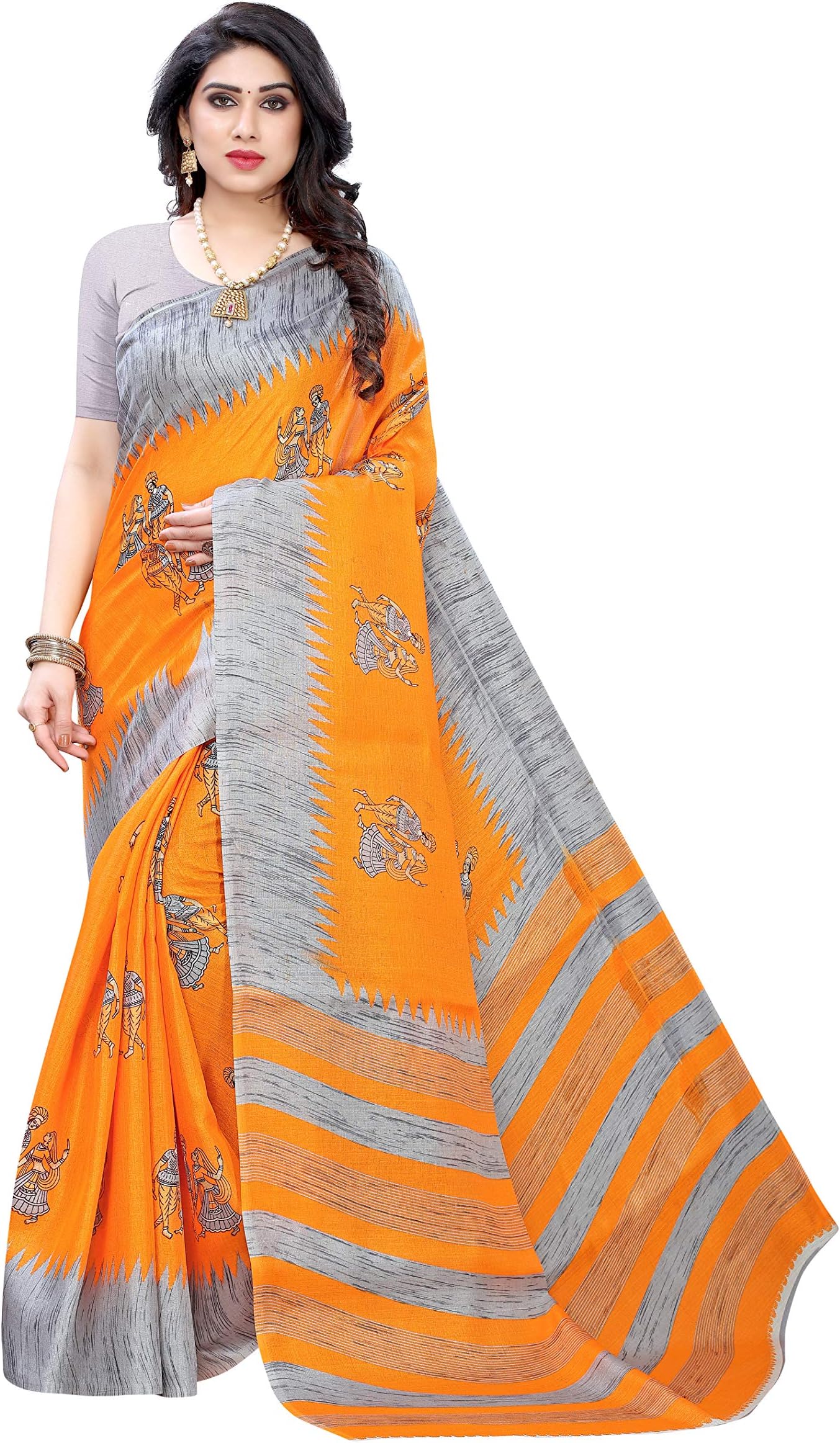 TreegoArt FashionWomen's Cotton Silk Printed Designer Indian Saree With Unstitched Blouse Piece