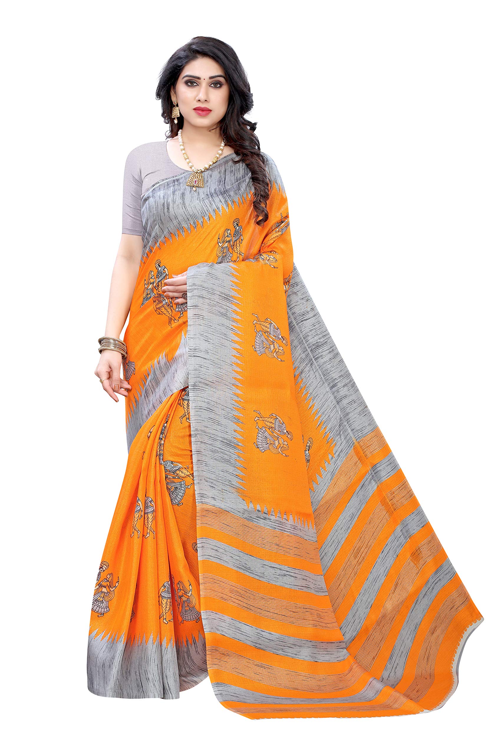 TreegoArt FashionWomen's Cotton Silk Printed Designer Indian Saree With Unstitched Blouse Piece