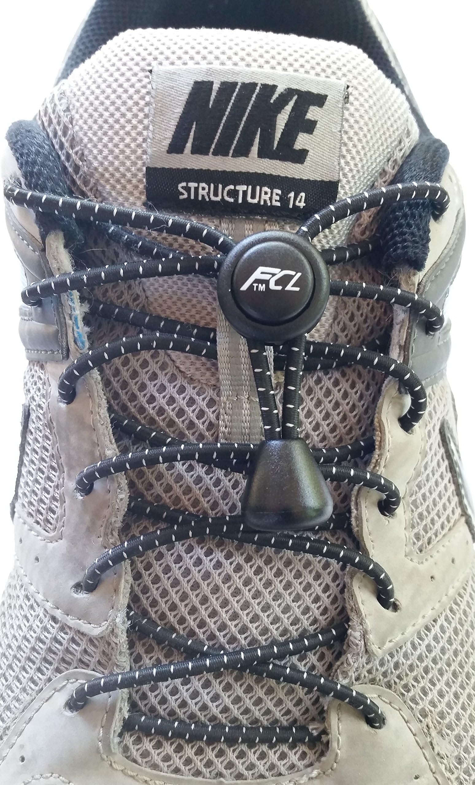 Fast Compete Laces No-tie Reflective Elastic Button-Lock Shoe Laces Black (6 pair)