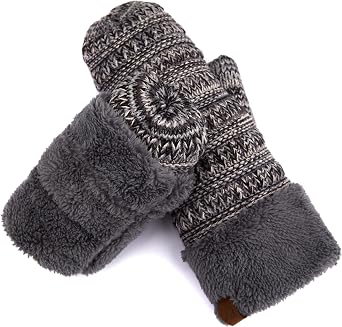 C.C Women Thick Faux Fur - Sherpa Fleece Lined Warm Winter Mittens