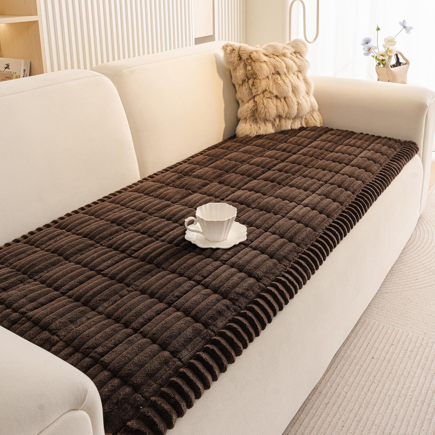 MEETSKY Couch Covers for 2 Cushion Sofa Pet Friendly, Couch Cover for Dogs, Sofa Covers for Pets Washable, Soft Non Slip Sofa Slipcovers Furniture Protector Covers, Chocolate, 27.6″ x 59″ MEETSKY Couch Covers for 2 Cushion Sofa Pet Friendly, Couch Cover for Dogs, Sofa Covers for Pets Washable, Soft Non Slip Sofa Slipcovers Furniture Protector Covers, Chocolate, 27.6″ x 59″