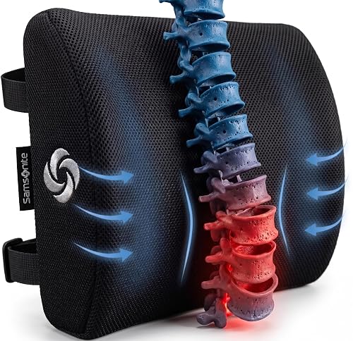 Samsonite Lumbar Support Pillow for Office Chair, Lower Back Support
