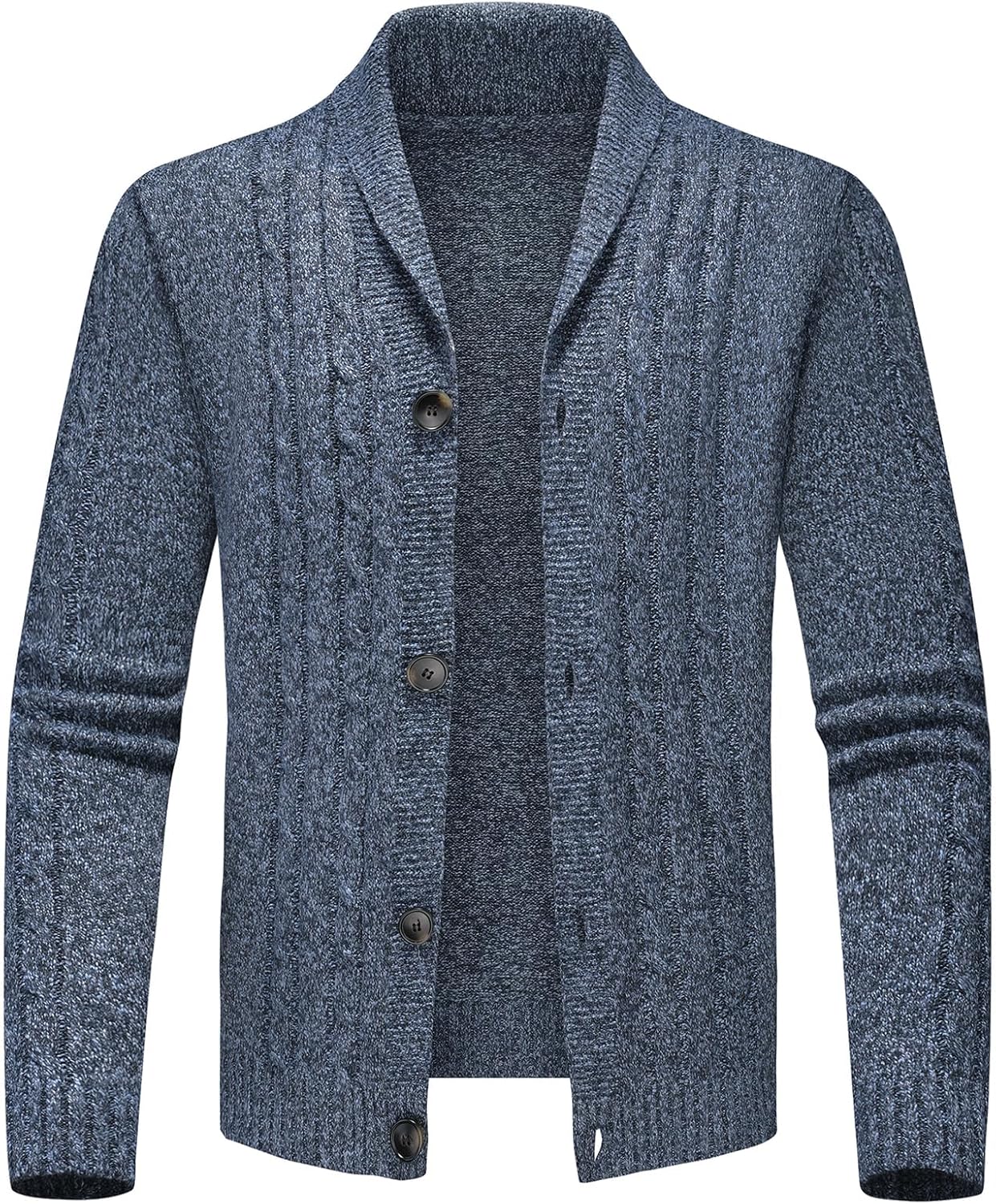 Lamgool Men's Shawl Collar Cardigan Sweater Slim Fit Cable Knit Casual Button Down Sweaters for Fall Winter - Image 2