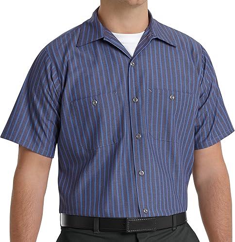 Red Kap Camisa de trabajo industrial para hombre, ajuste regular, manga corta