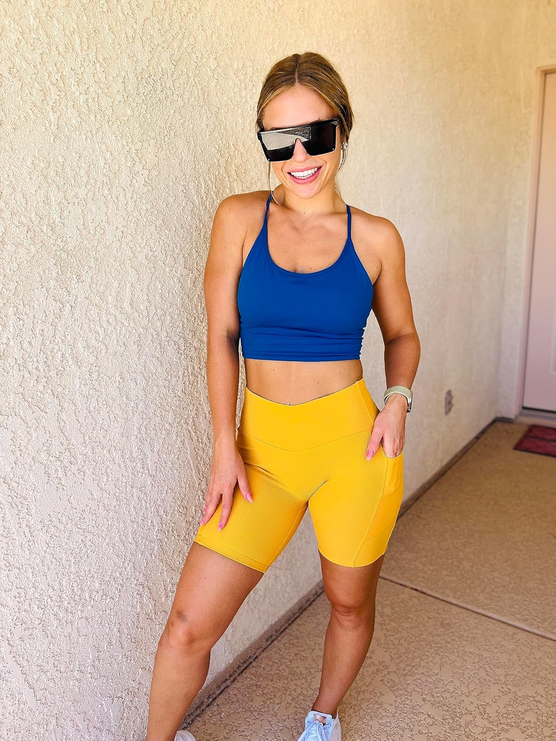 HOKOYI Women's High Waisted Spandex Biker Shorts 7" Gym Compression Shorts with Pockets Workout Running - Image 3