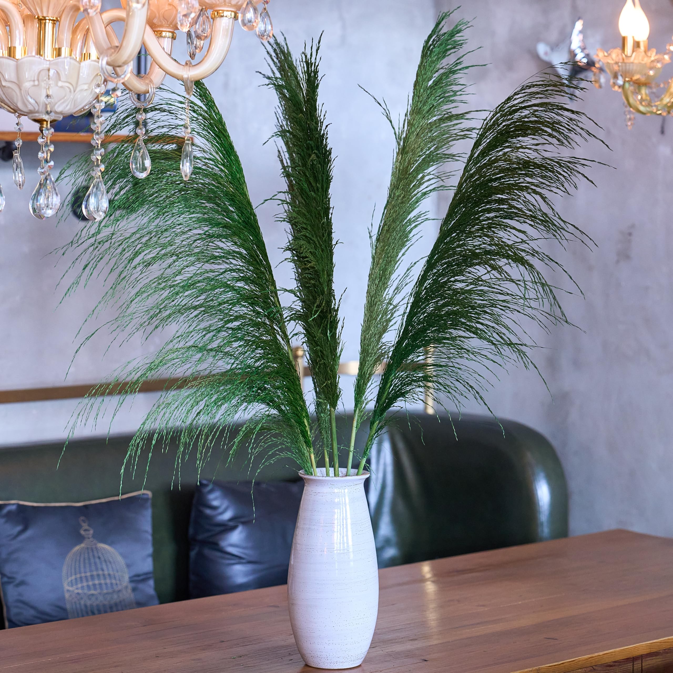 Lot de 8 Herbes de Pampa Vertes Séchées - 80 cm - Décoration Naturelle Salon - Plantes Séchées Parfumées - Style Bohème Chic - Intérieur Maison - Décoration Murale Élégante