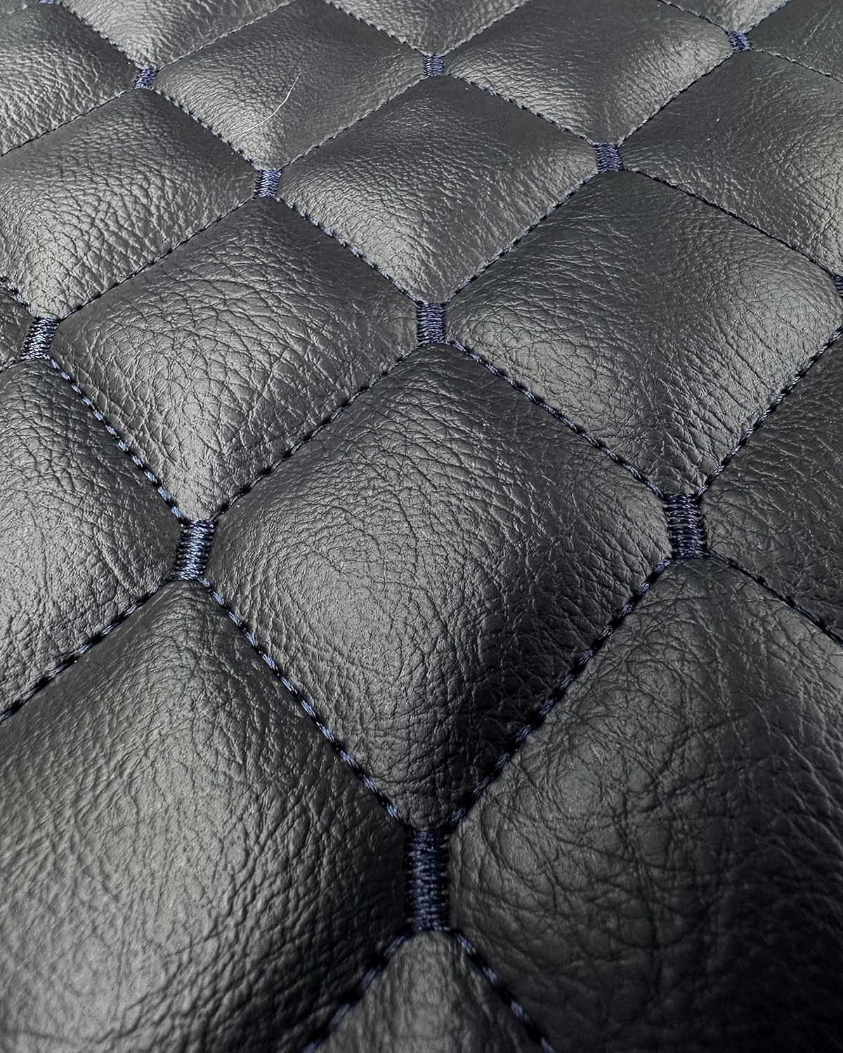 Vinyl Quilted Foam Fabric with 3/8" Foam Backing Upholstery / 52" Wide/Sold by The Yard/FABRIC EMPIRE (Blue hq Black Threading)