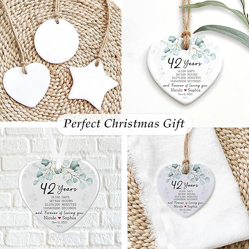 Miniatura 5 de Adornos de Navidad personalizados para 42 años, regalos de matrimonio para parejas, papá, mamá, esposa, marido, árbol de Navidad, decoración