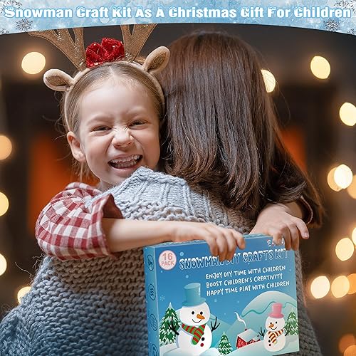 Miniatura 5 de Kit de 16 piezas de muñeco de nieve, construye un muñeco de nieve para niños, manualidades de Navidad, manualidades creativas de arcilla seca al