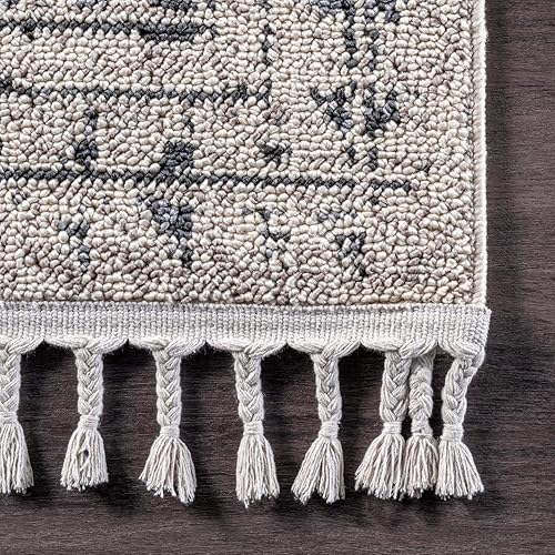 Miniatura 7 de nuLOOM Claudia - Alfombra de área con borlas de diamante, 6 pies, cuadrada, color marfil