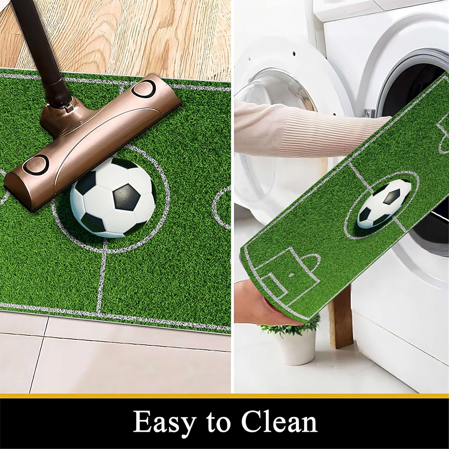 Soccer Field Area Rug, Green Grass Soccer Carpet, Suitable for Children's Room Game Small Carpet for Boys and Girls Bedroom Children's Room Game Room Kindergarten Non-Slip Washable 3x4ft