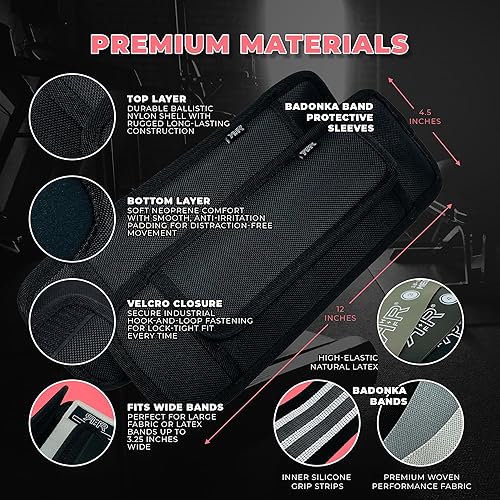 Miniatura 11 de BADONKA - Mangas protectoras para bandas de glúteos, incluye 3 bucles de resistencia opcionales de tela o látex, 3 niveles de resistencia, bandas de