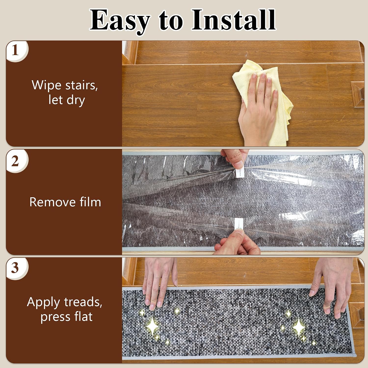 Heavyweight Extra Thick Chenille Stair Treads, Plush Pile Weaving Non-Slip Stair Carpets, Ultra-Soft Staircase Rug for Premium Home Comfort, 15 Pack 30"X8" - Monet Grey