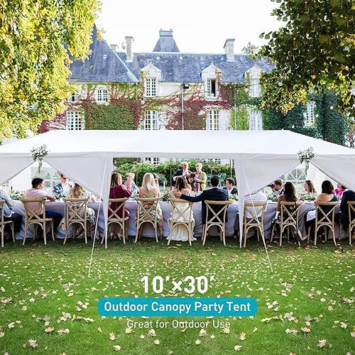 Miniatura 2 de Tienda de campaña para fiestas al aire libre de 10 x 30 pies, tiendas grandes para fiestas, bodas, graduación y cumpleaños, carpas blancas para