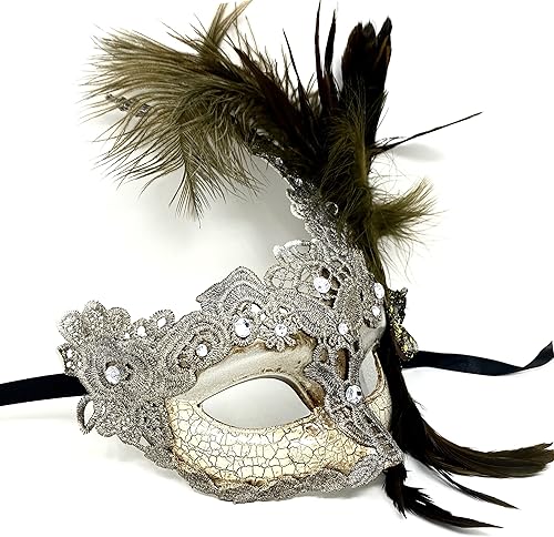 Miniatura 4 de Disfraz de mujer y niña, máscara veneciana de plumas para mascarada, máscara de Halloween, Mardi Gras, fiesta de cosplay