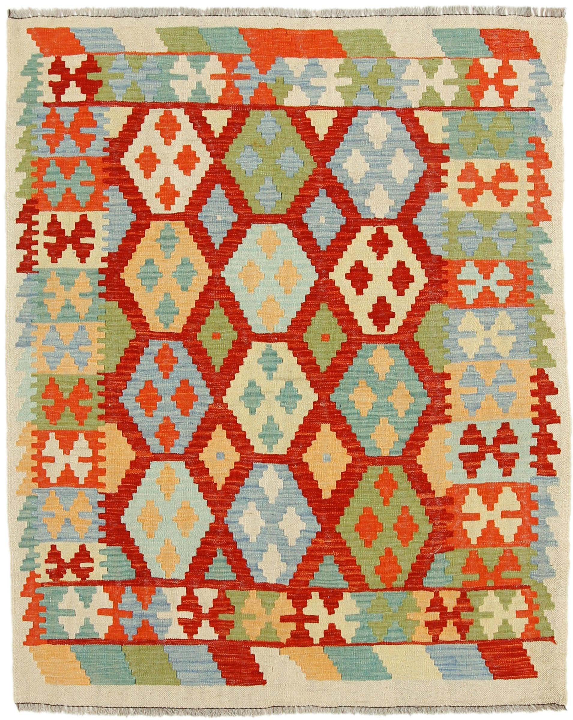 Tapis d'Orient Kilim Afghan Unique 134x165 | Pure Laine Tissée à la Main