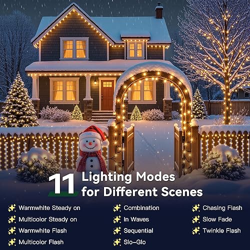 Miniatura 3 de Luces de Navidad para exteriores, 400 luces LED de 131 pies, luces de árbol de Navidad, impermeables IP67, 8 modos, luz blanca cálida para Cable