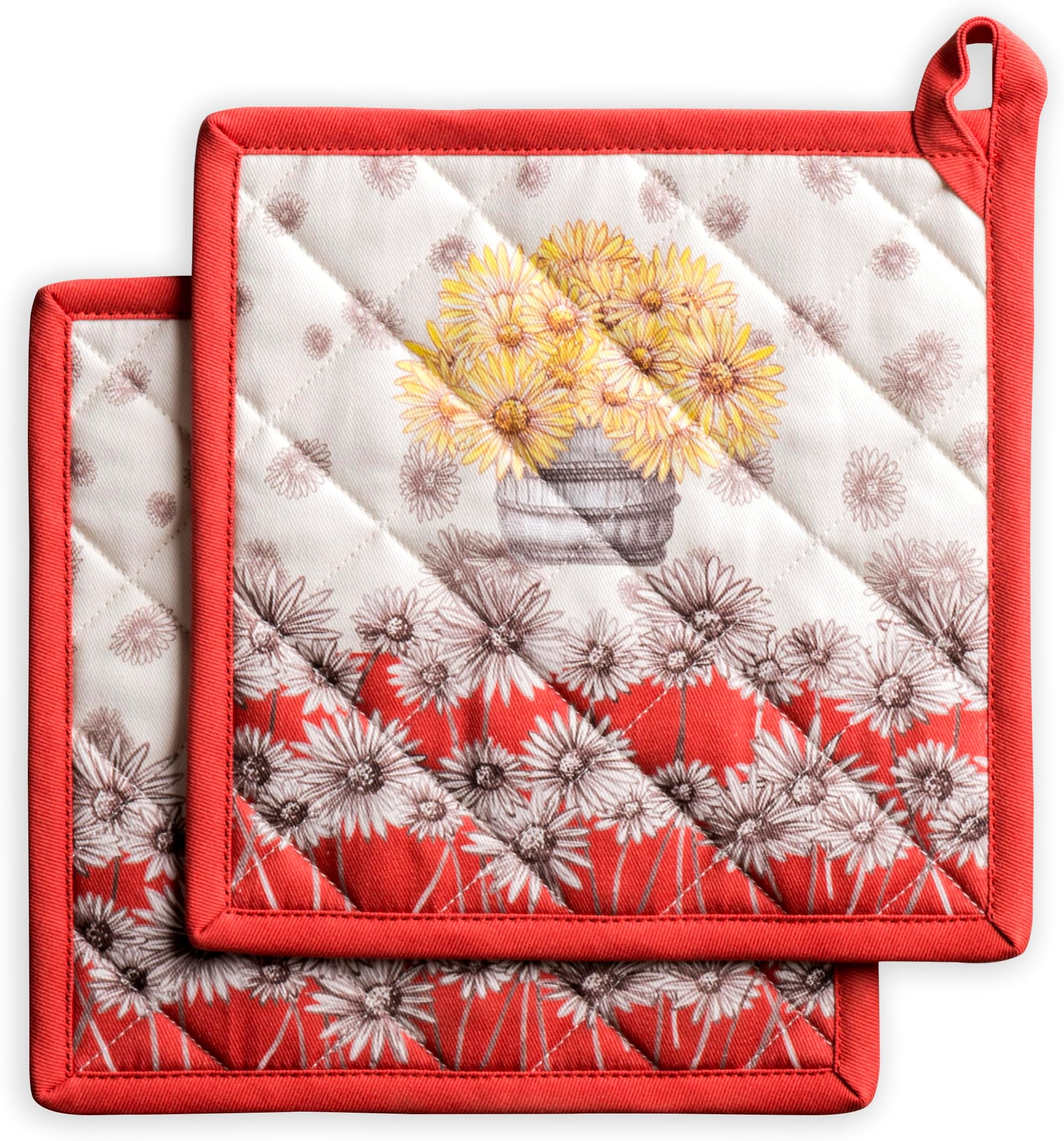Maison d' Hermine d Bagatelle Set of 2 Pot Holders, 100% Cotton Pot Holders, Oven, Microwave, Grilling, Thanksgiving, Christmas (20cm x 20cm)