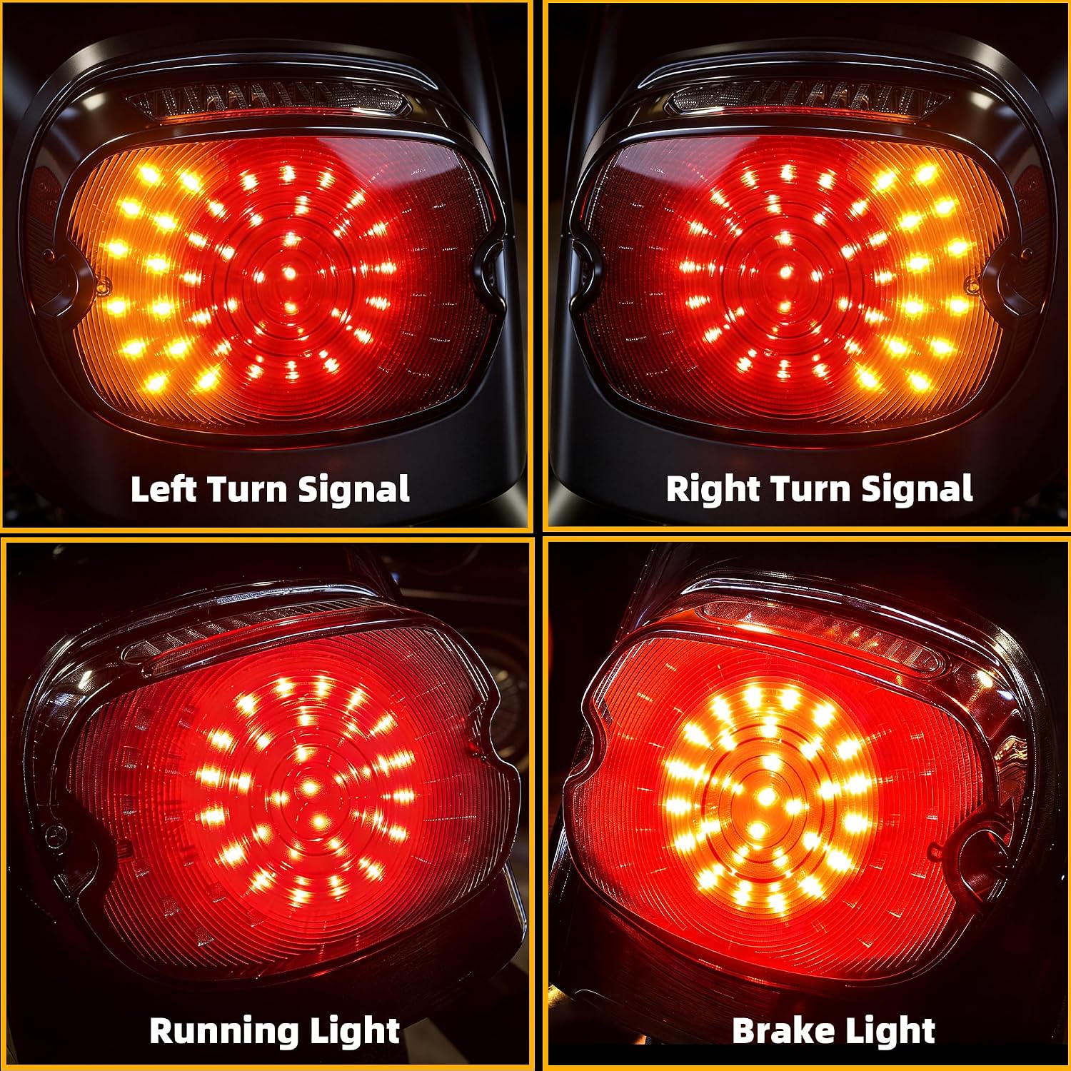 AUDEXEN LED Tail Light with Integrated Brake & Turn Signal for Harley Motorcycles - Smoked LED Rear Light Assembly, Plug & Play for Sportster, Dyna, Road King & Electra Glide