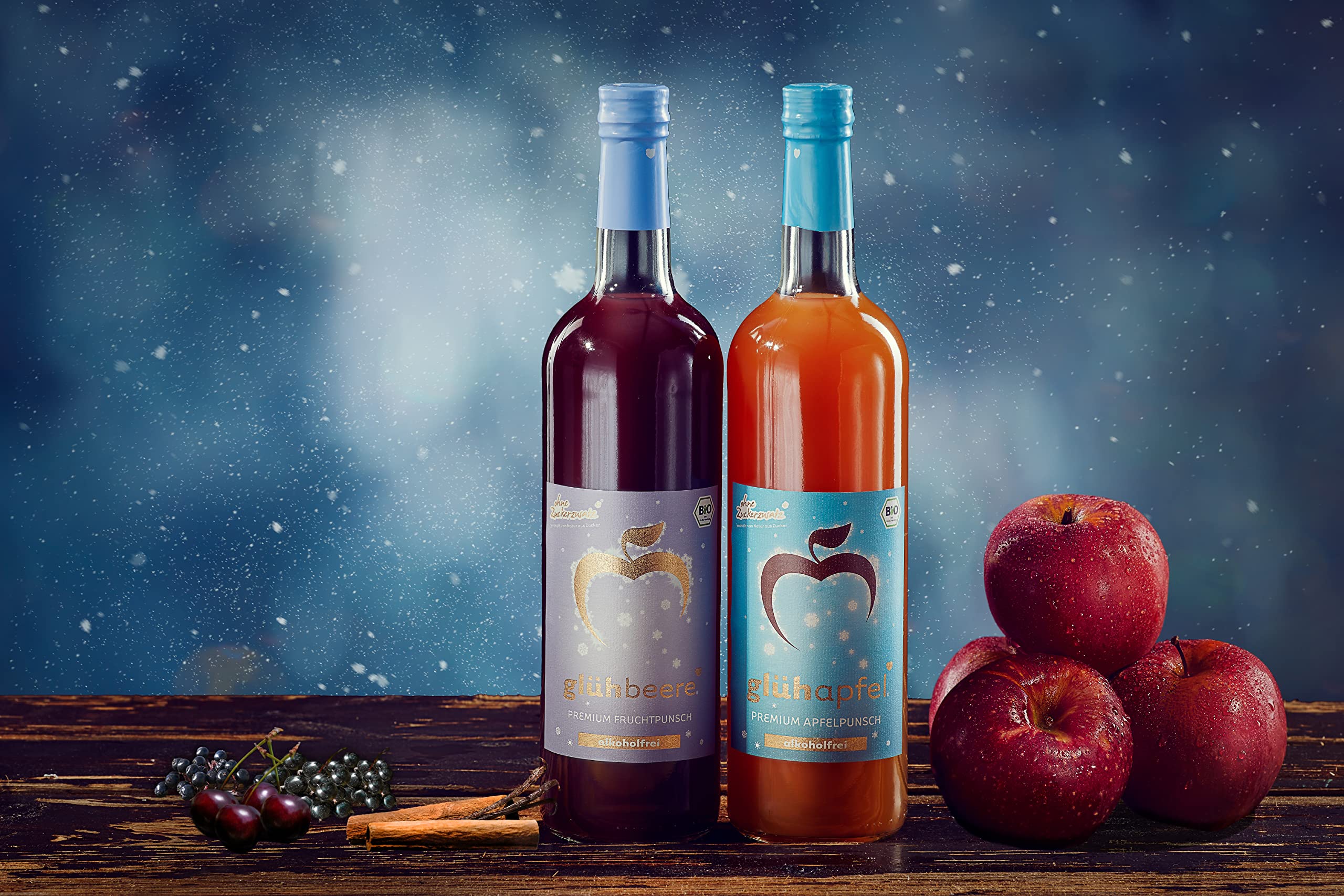 Elbler Vin chaud sans alcool, 1 x 0,75 l, vin chaud aux baies biologiques, à base de fruits biologiques, avec extraits d'hiver de vanille, cannelle et clou de girofle, végétalien et sans gluten, 100