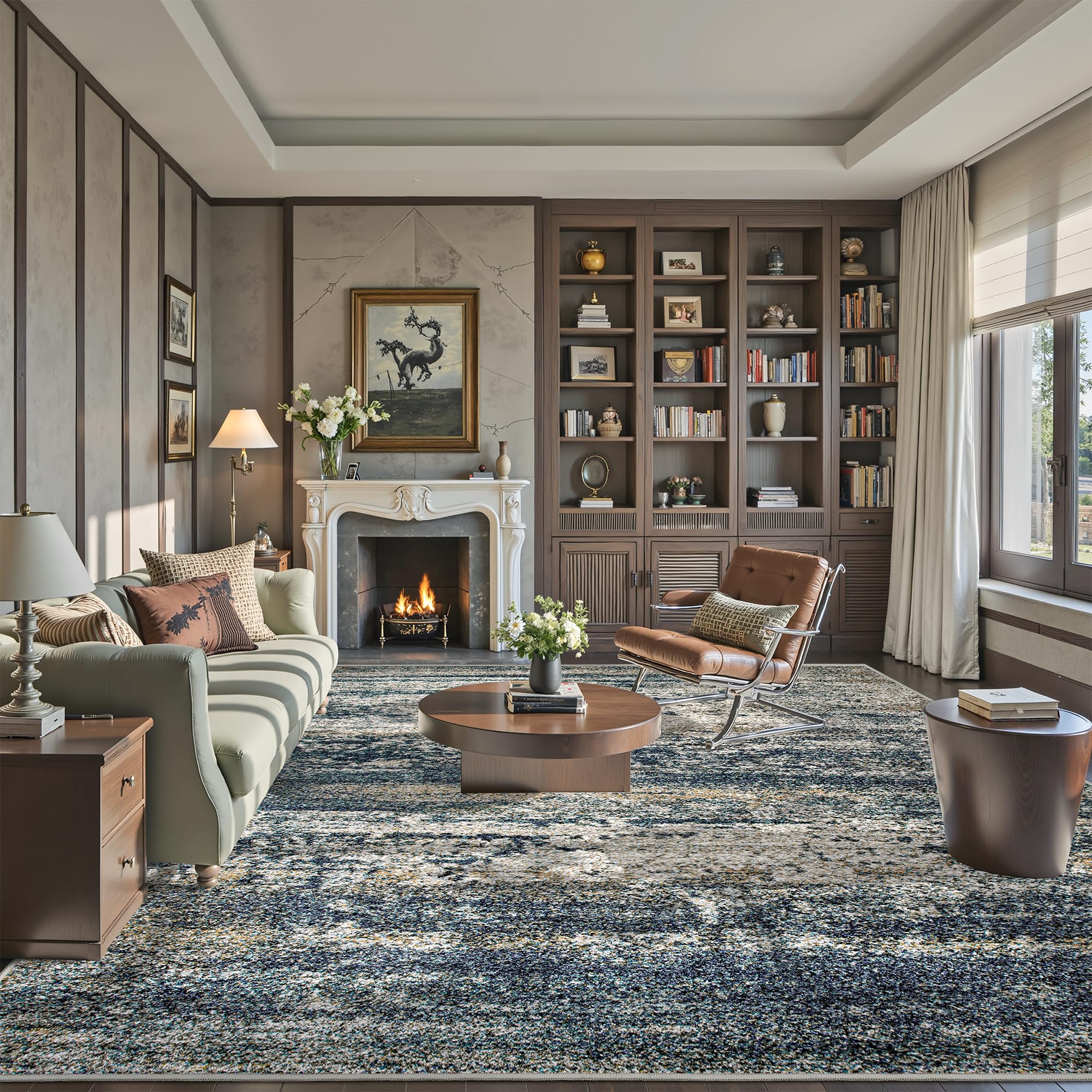 Art&Tuft Washable 9x12 Area Rug, Anti-Slip Backing Abstract Area Rugs 9x12 Living Room, Stain Resistant Rugs for Living Room, Foldable Machine