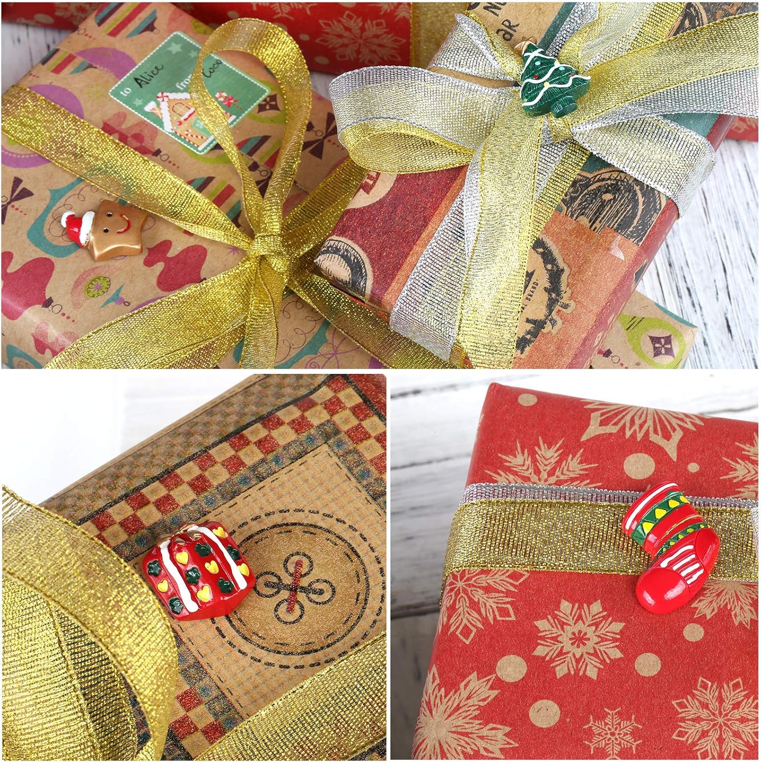 Kesote 30 Piezas de Mini Adornos Navideños de Resina Papá Noel, Sonajero, Árbol de Navidad, Muñeco de Nieve, Miniaturas de Navidad para Regalo, Parcela, Tarjetas de Felicitación
