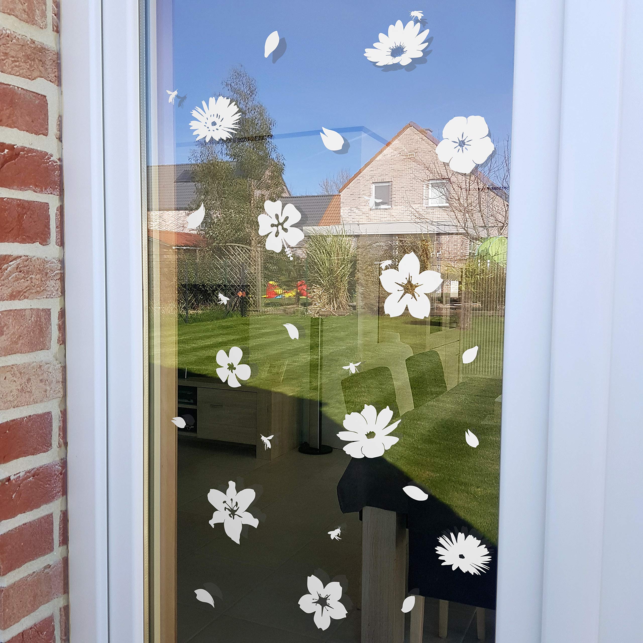 Window Protection Stickers - Avoid Bird, Pet and People Collisions and Strikes on Window Glass - Set of 38 Stickers - Color: White - Image 3