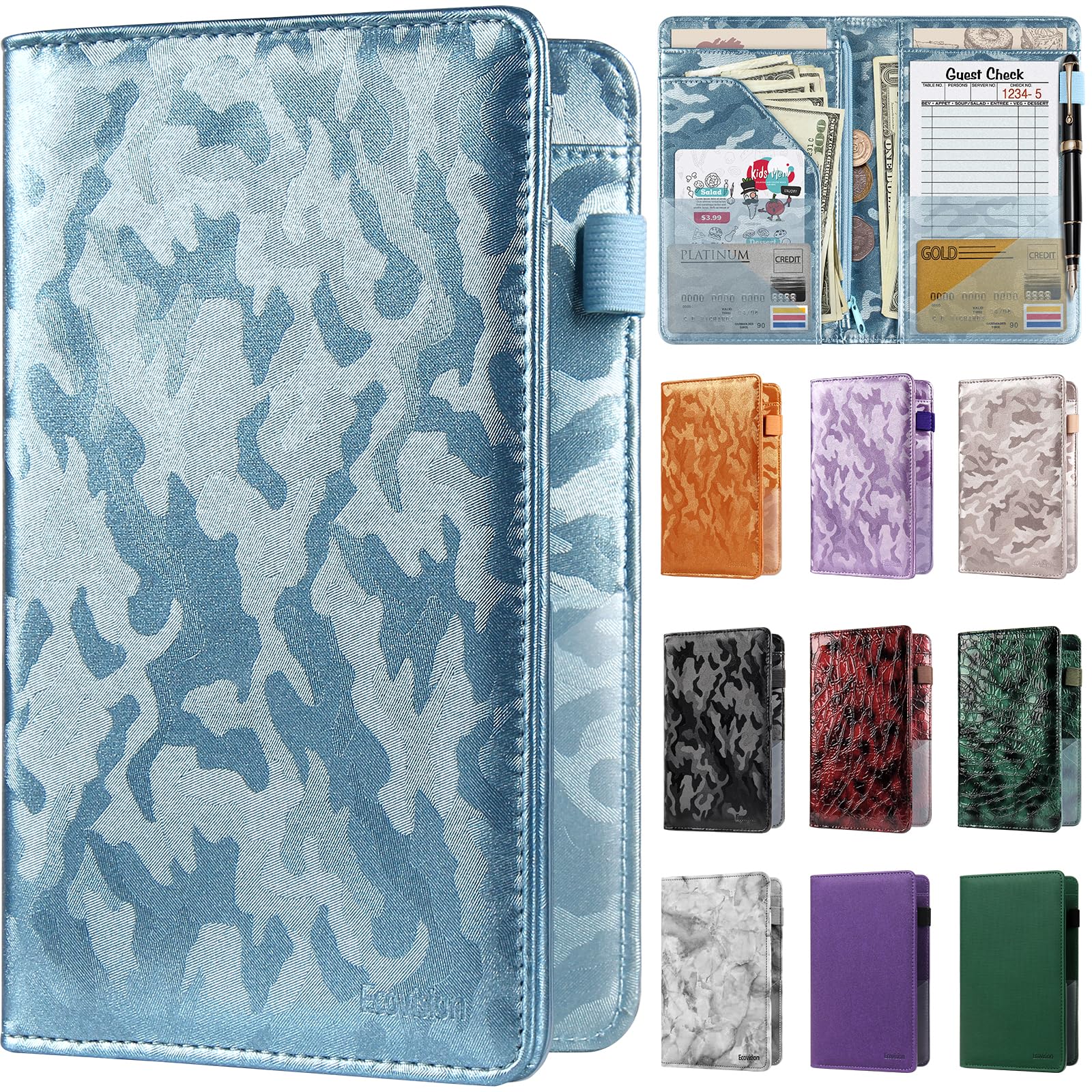 EcoVision Server Books for Waitress,Leather Waiter Book with Zipper Pocket, Server Booklet Restaurant Waitstaff Organizer, Serving Book Guest Check