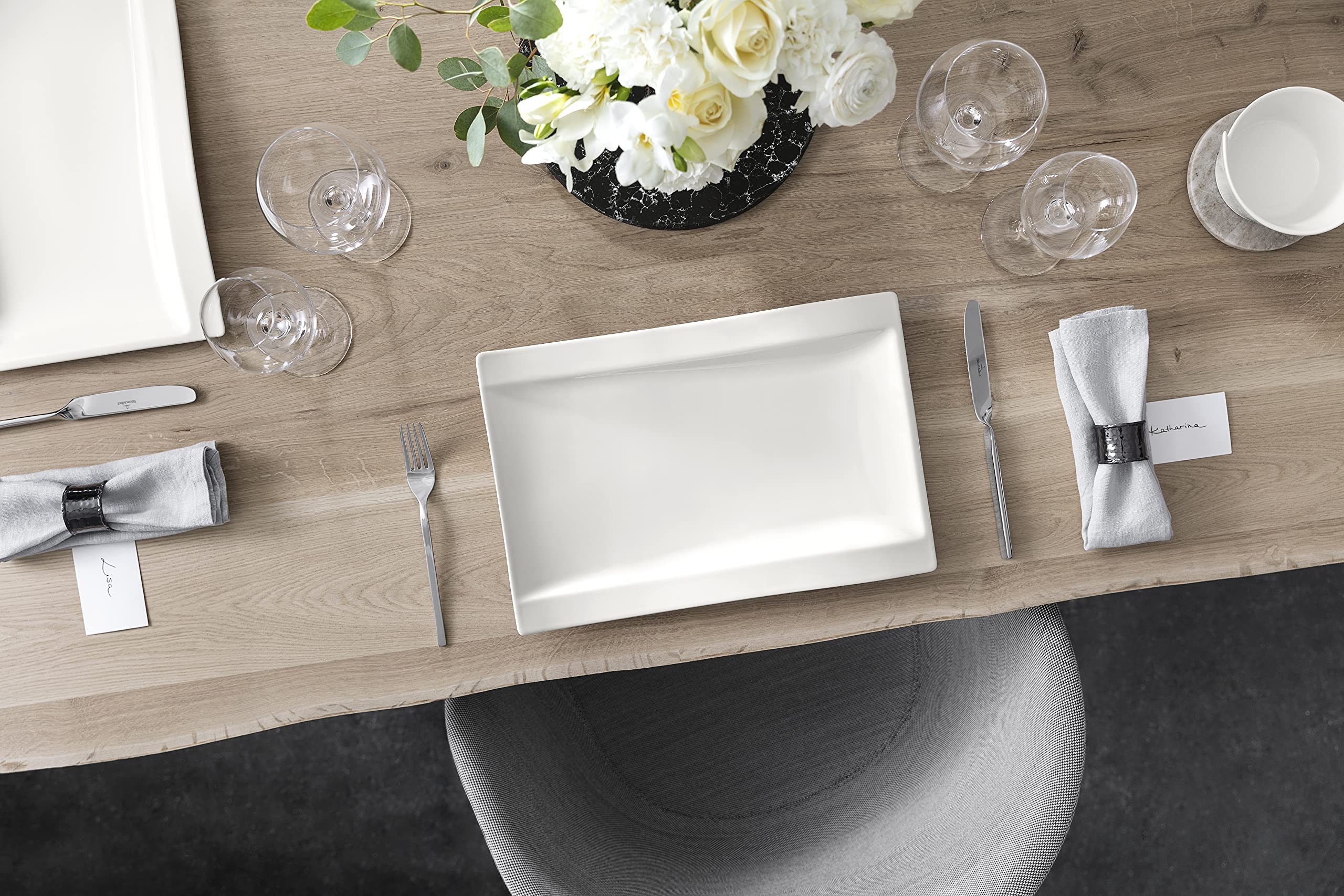 Villeroy & Boch - NewWave Gourmet-Set, 4 tlg., 21 x 69 x 4 cm, Premium Porzellan, spülmaschinen-, mikrowellengeeignet, weiß
