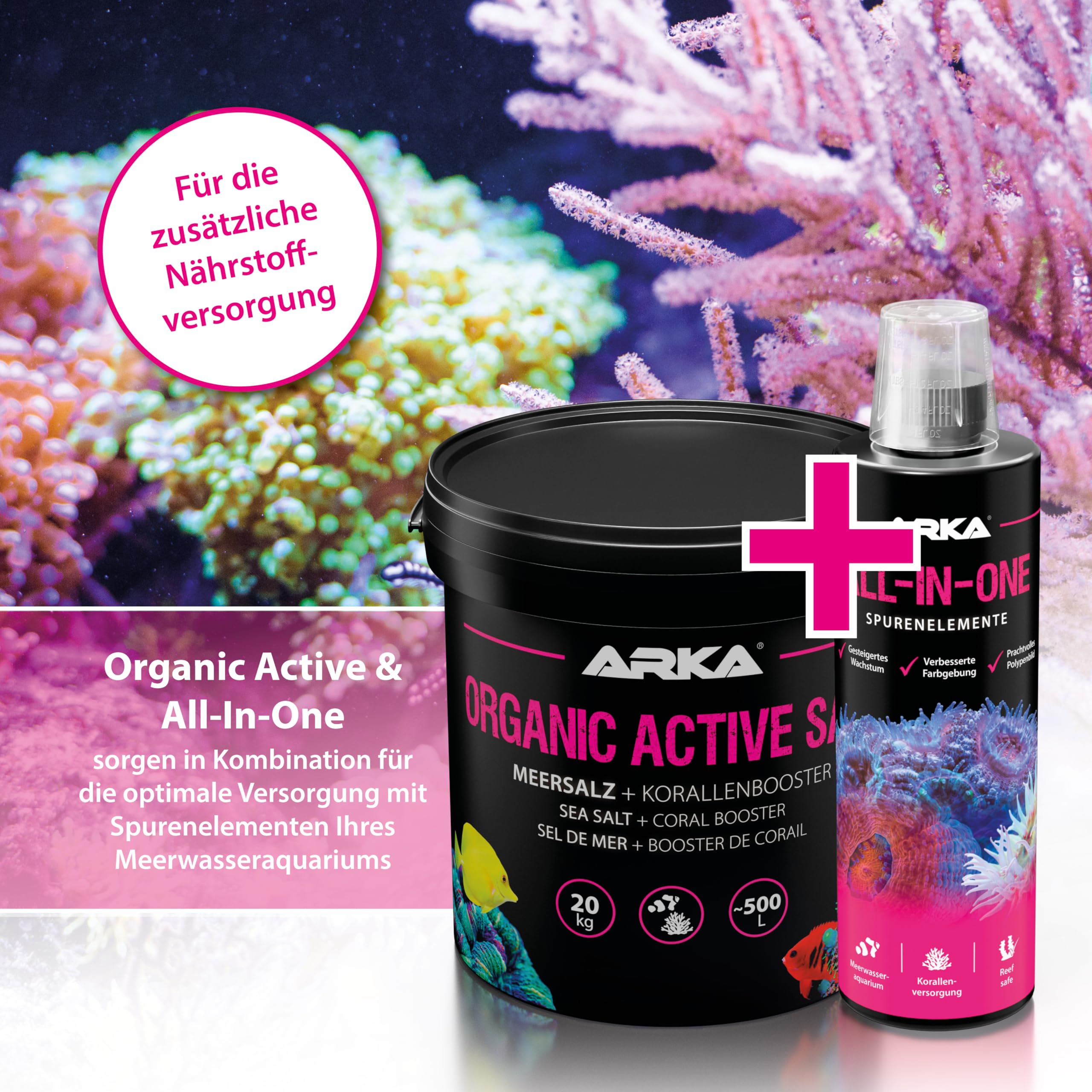 Riffsalz Meerwasser 10 kg – organisch aktives Meersalz für Korallenwachstum, Farbenpracht & stabile Wasserwerte – schnell löslich, phosphatfrei und nitratfrei – ARKA Organic Active Salt