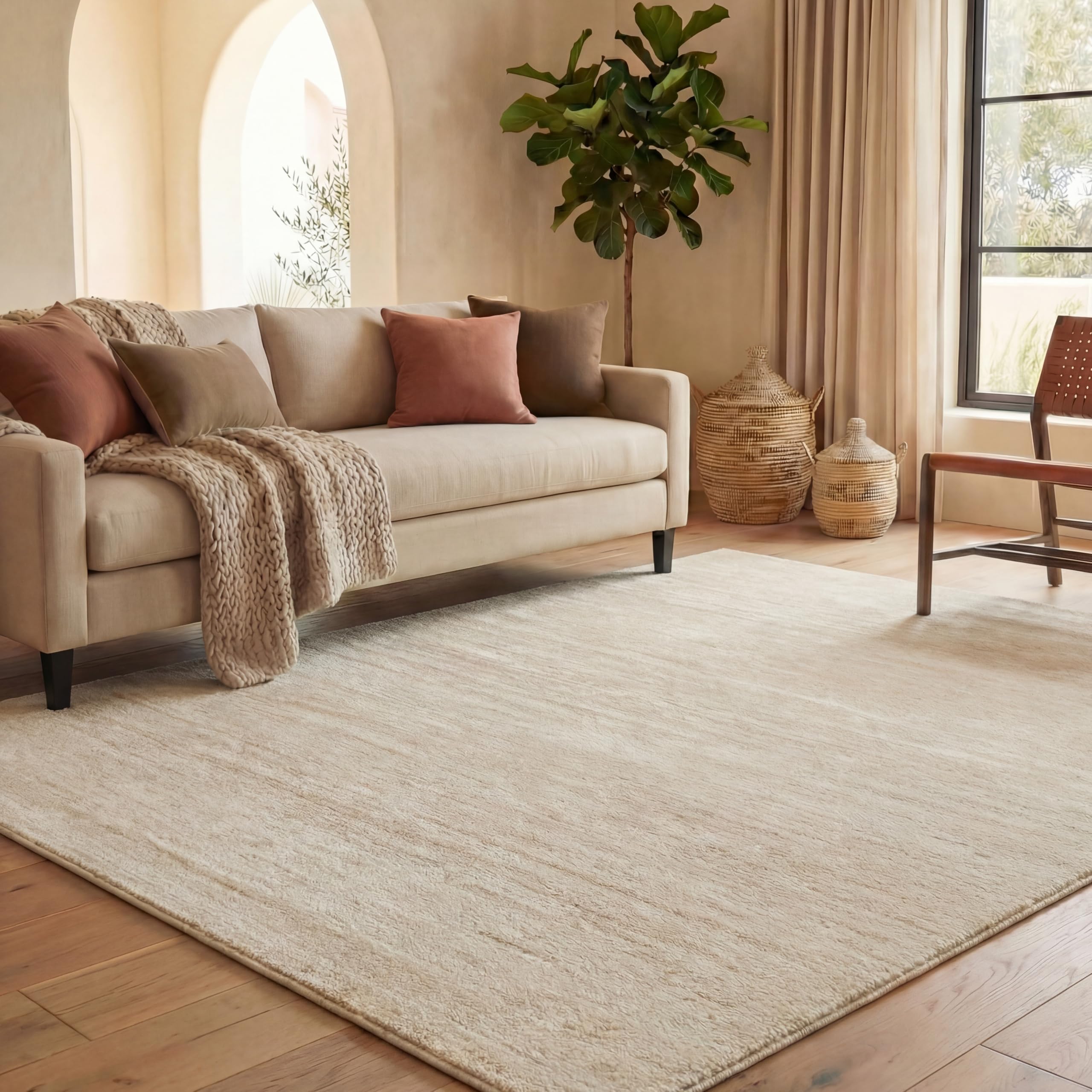 SAFAVIEH Adirondack Collection Area Rug - 10' Square, Champagne & Cream, Modern Ombre Design, Non Shedding & Easy to Clean, Ideal for Living Room, Bedroom, Office, Dining Space (ADR113W)