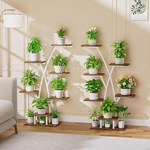 Miniatura 4 de Soporte para plantas de interior con luces de crecimiento - Estante de plantas de 7 niveles para interiores, soportes de esquina para plantas de