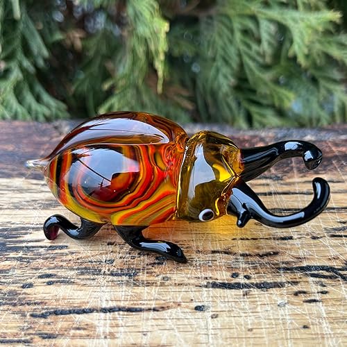 Miniatura 4 de Figura de cristal amarillo  Miniatura soplada a mano estilo Murano  Adorno coleccionable de insectos para estante o escritorio  Regalo para mamá y