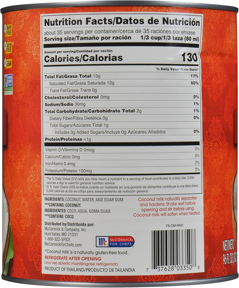 Thai Kitchen Coconut Milk, 96 fl oz - One 96 Fluid Ounce Container of  Unsweetened, Premium Dairy Free Coconut Milk Perfect for Vegan Curries,  Sauces, ...