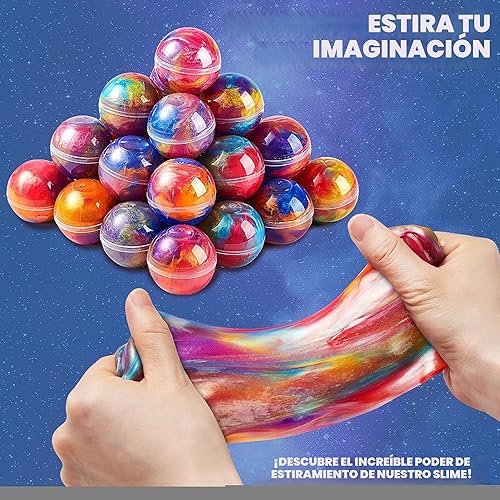Miniatura 4 de JOYIN Paquete de 24 recuerdos de fiesta de bolas de slime de galaxia, elásticos, no pegajosos, no ensucian, alivian estrés, seguros para niños,