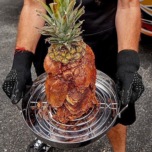 Miniatura 6 de Mr. Bar-B-Q Parrilla vertical extra grande impulsada por Trompo King para tacos Al Pastor, Shawarma, Kebabs, giroscopio, soporte vertical con 3