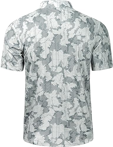 Miniatura 3 de TAPULCO Camisetas deportivas casuales con cremallera de un cuarto de secado rápido para hombre, diseño moderno y estampado