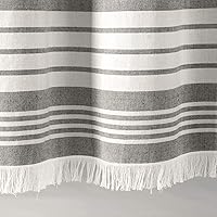 Vista 6 de Lush Decor - Cortina de regadera de borlas de algodón teñido en hilado Nantucket, 72" de ancho x 72" de largo, gris - Cortinas de regadera grises