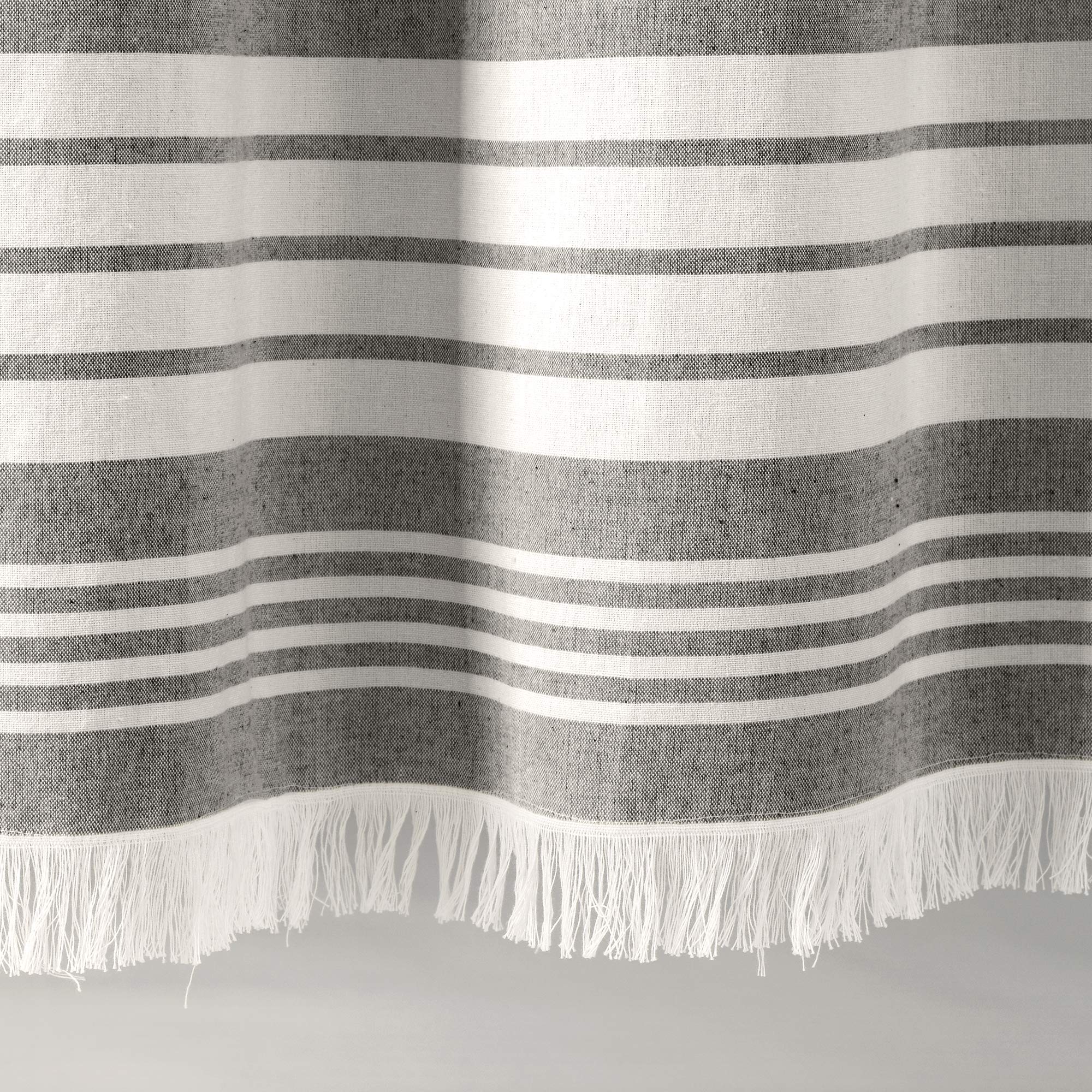 Lush Decor, Nantucket 16T004620 Duschvorhang, garngefärbte Baumwolle, Quasten, 183 x 183 cm, Grau