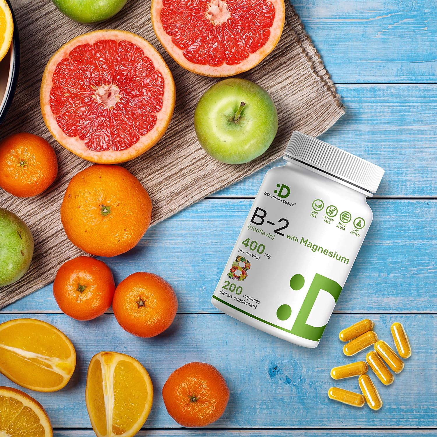 Eagleshine Vitamins Vitamin B2 400mg (Riboflavin) | with Magnesium Glycinate 400mg, 200 Capsules - 2 in 1 Support Healthy Nervous System, Mood, Blood & Energy Production, Non-GMO