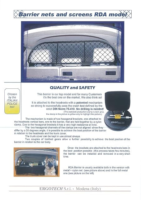 ERGOTECH Rejilla Separador protección RDA65HBG-XL, para Perros y Maletas. Segura, Confortable para tu Perro